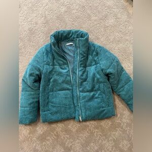 Staccato Blue Puffer Jacket with High Collar and Quilted Design NWOT